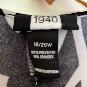 From studio 1940 fun black and white midi length dress, with flutter sleeves.